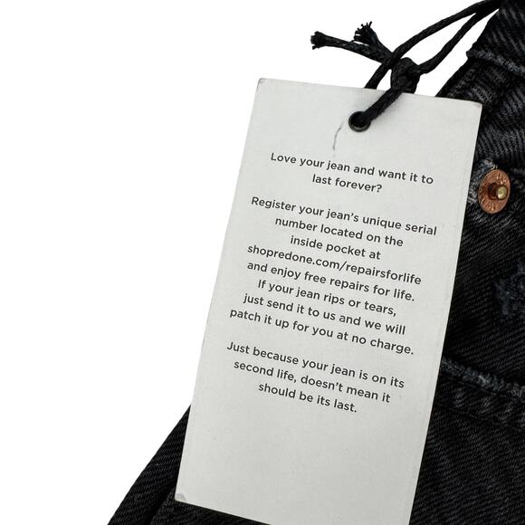 RE/DONE High Rise Straight Loose Rigid Distressed Jeans Black Size 25 NEW - Picture 9 of 16